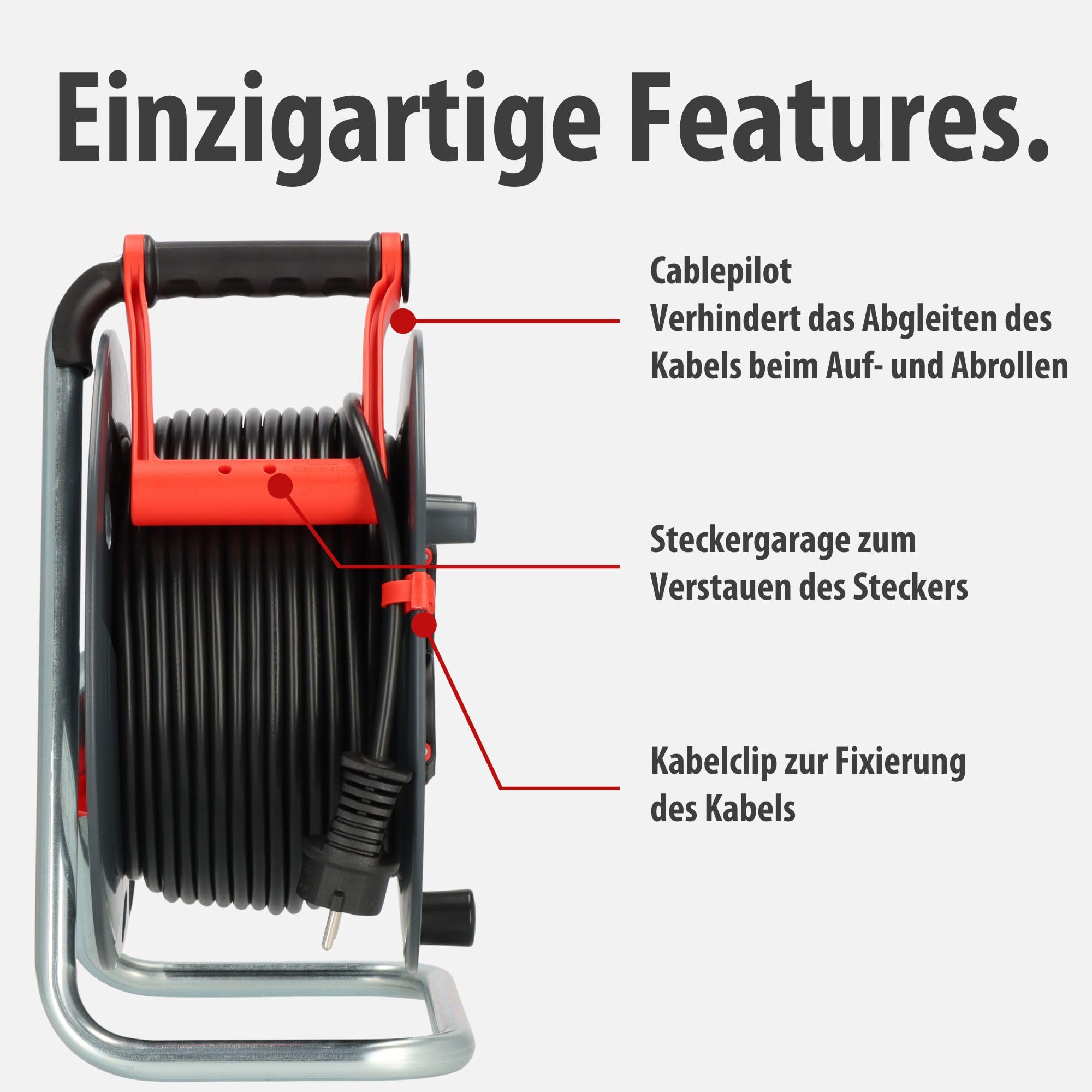 Brennenstuhl Garant V2 IP44 Kabeltrommel 50m outdoor (Made in Germany, 3 Schutzkontakt-Steckdosen, Spezialkunststoff)