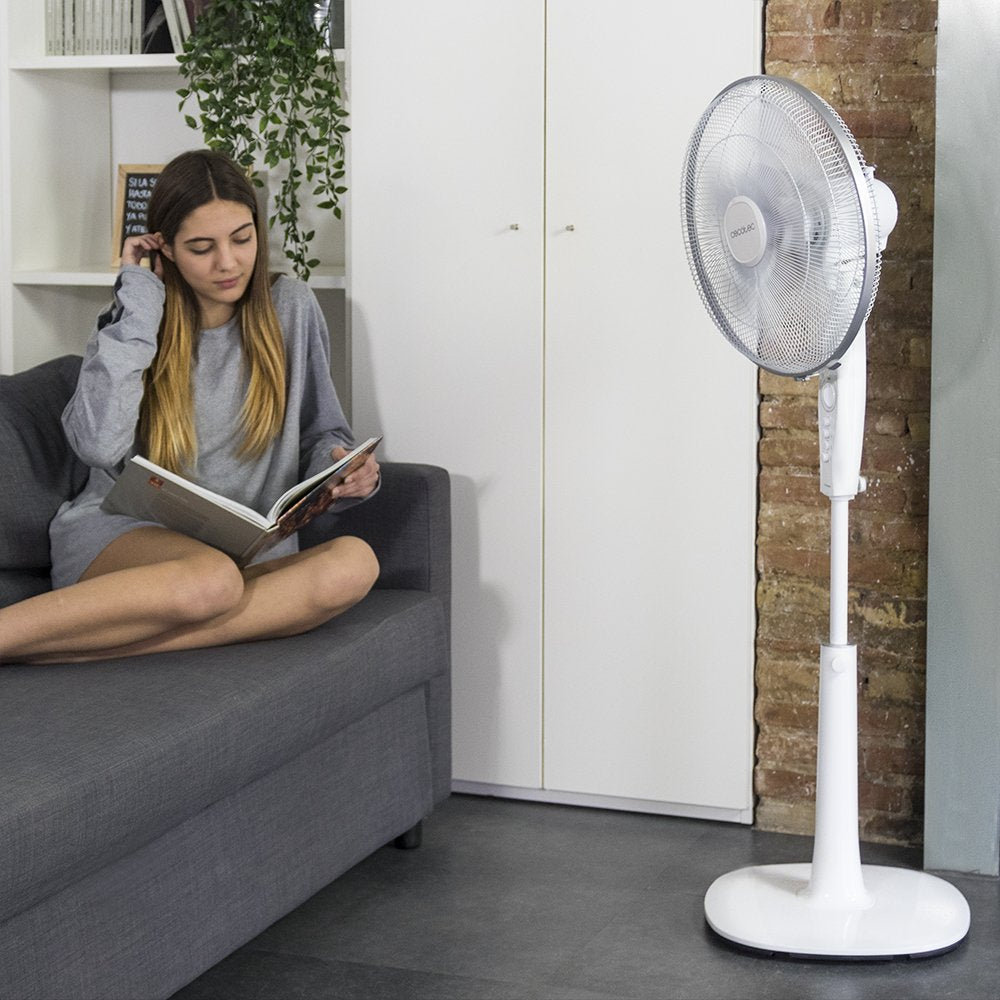 Cecotec Standventilator EnergySilence 1010 Extreme Flow. 16" mit 60 W und 3 Geschwindigkeiten, Timer, Oszillierend, leise, höhenverstellbar, 10 Flügel und maximale Sicherheit