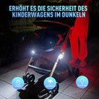 Amteker Kinderwagen Licht Aufladbar, 12 LED Pro Licht 2 Leuchteffekte, USB Wiederaufladbares Lichts Kinderwagen, Passend für Alle Kinderwagen, Kinderwagen Beleuchtung Zubehör Baby Geschenk(2 Stück)