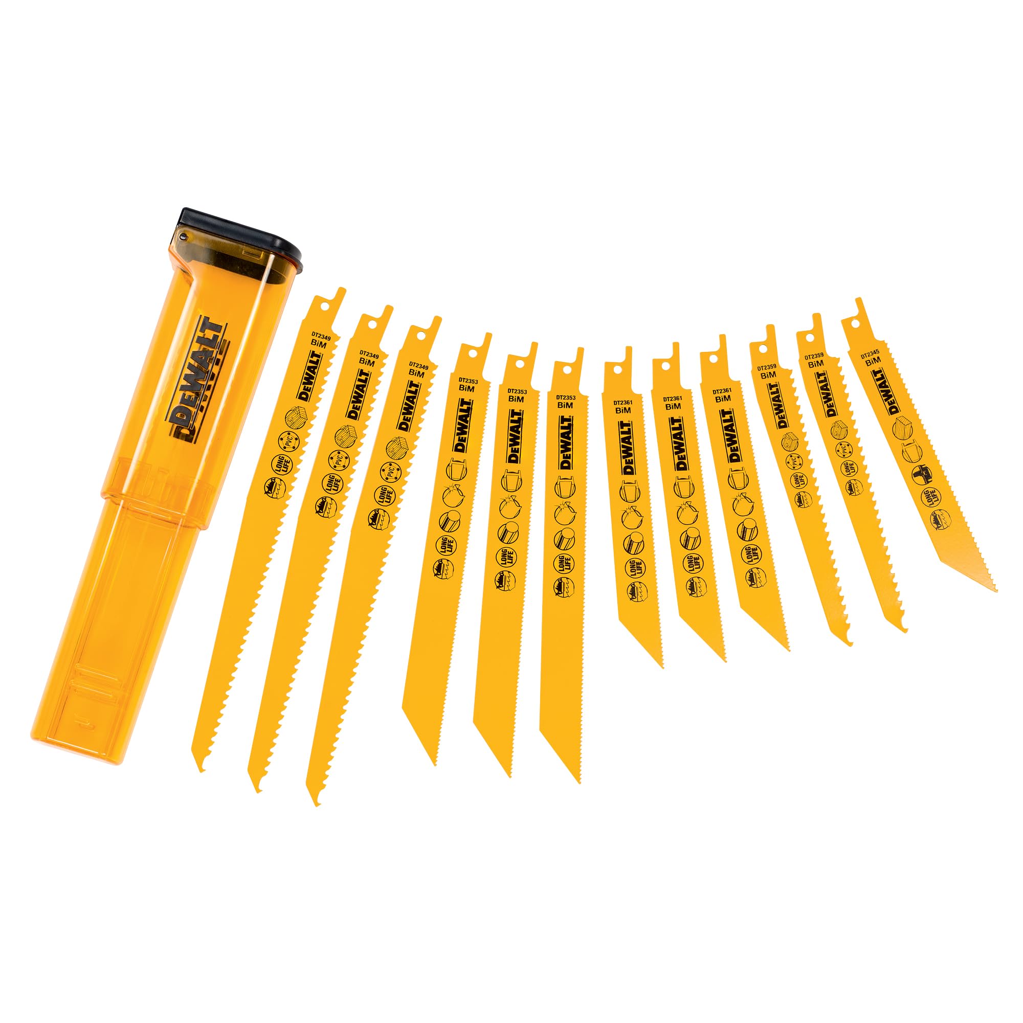 DEWALT 12-tlg. Säbelsägeblätter Set mit Aufbewahrungs-Box, DT2445-QZ
