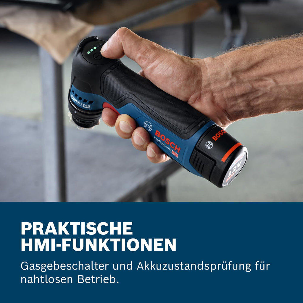 Bosch Professional 12V System Akku-Schwingschleifer GSS 12V-32 (inkl. montiertem 32 mm Klett-Schleifteller, 32 mm selbstklebender Schleifteller)
