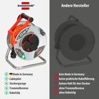 Brennenstuhl Garant S V2 IP44 Kabeltrommel 25m outdoor (Made in Germany, Kabel in Signalfarbe orange, Stahlblech, kurzfristiger Einsatz im Außenbereich)