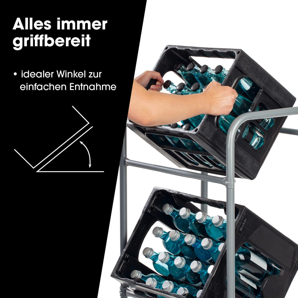 EASYmaxx Getränkekistenregal aus Metall für 3 Kästen 2er-Set | Platzsparende, praktische und organisierte Lagerung auf 3 Etagen | Kistenregal für Ordnung und Platz in Ihrem Zuhause