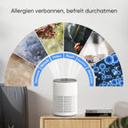 DAYETTE Tragbarer Luftreiniger für Allergiker mit Duftschwamm und blauem Nachtlicht, Timer, Ruhemodus (20 dB), HEPA-Luftfilter gegen Schimmel, Staub, Pollen, Gerüche, Tierhaare