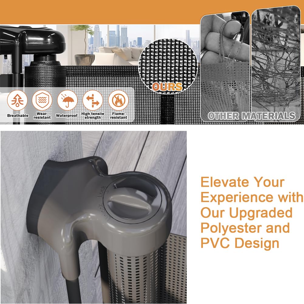 Treppen- & Türschutzgitter Ausziehbar 0-700cm | 115cm H Baby- & Haustiergitter mit verstärktem Mesh | Sicherheitstor für Treppen, Türen, große Öffnungen Indoor/Outdo (700cm/Schwarz)