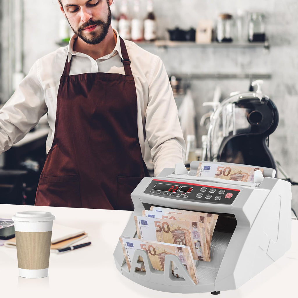 VEVOR Geldscheinzähler mit LED-Display und professionellem Geldscheinzähler mit Falschgeld-Detektor, UV/MG, 1000 Banknoten/Minute, nur Zahl der Blätter
