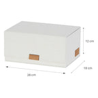 LOVE IT STORE IT Premium Aufbewahrungsbox mit Deckel - Fotobox mit 3 Fächern - Leinen Stoff - Klappdeckel - Magnetischer Verschluss - Beige - 23x18x12 cm
