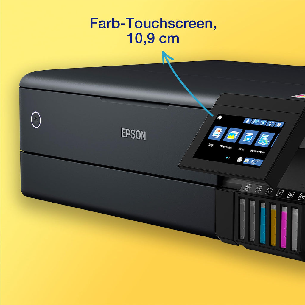 Epson EcoTank ET-8550 Fotodrucker für kreative Enthusiasten, ultrakomfortables A3+-Format, 6-Farb-Tinten, 5-Wege-Medienmanagement, Wi-Fi Direct und Ethernet, Touchscreen