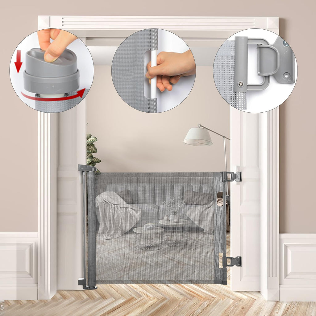 PetHot Treppenschutzgitter & Türschutzgitter Ausziehbar 0-140 cm, türgitter für Babys, Hunde & Katzen – Sicherheitsabsperrgitter für Treppen, Türen, Innen- & Außenbereich, Grau