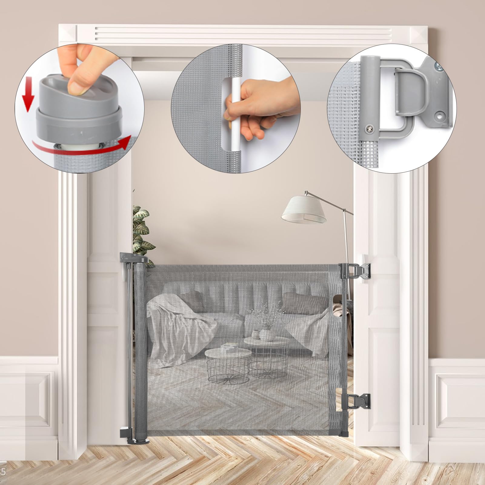 PetHot Treppenschutzgitter & Türschutzgitter Ausziehbar 0-140 cm, türgitter für Babys, Hunde & Katzen – Sicherheitsabsperrgitter für Treppen, Türen, Innen- & Außenbereich, Grau
