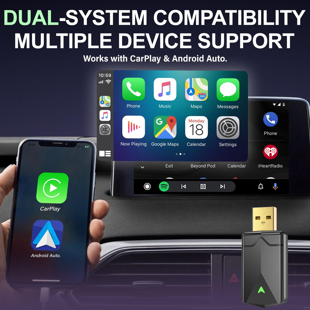 ZOUHOE Carplay Wireless Adapter – Android Auto Wireless Adapter, 5,8-GHz-WLAN, Plug & Play, Mini & Stabil, iOS 10+/Android 10+, Schnelle Auto-Verbindung für Fahrzeuge ab Baujahr 2016. (1 Stück)