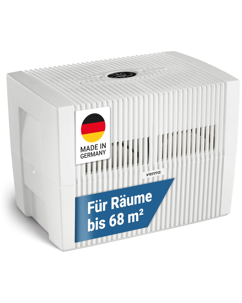 Venta Luftbefeuchter LW45 Comfort Plus, sehr leise 24 dB(A), energieeffizient 3 Watt, hygienische Kaltverdunstung ohne Filter, großer 10 l-Tank, bis 60 m², Automatik-, Sleep-Modus, mit Duftfunktion