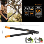Fiskars PowerGear II Bypass-Getriebeastschere für frisches Holz, Antihaftbeschichtet, Gehärteter Präzisionsstahl, Länge: 70 cm, Schwarz/Orange, L78, 1000584