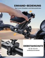 Lamicall Motorrad Handyhalterung Fahrrad Handyhalter - [720° Drehbarer Metall-Arm] Doppelte Vibrationsgedämpft Handy Halterung Motorrad, Diebstahlsicher Lenker Motorradhalterung für iPhone 17/16/15/14