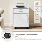 TUKAILAI Rollcontainer, Rollcontainer Abschließbar, Aktenschrank mit Schubladen, Büroschrank mit Rollen, Drucker Ablagefächer für Büromöbel 40x40x57 cm, Weiß
