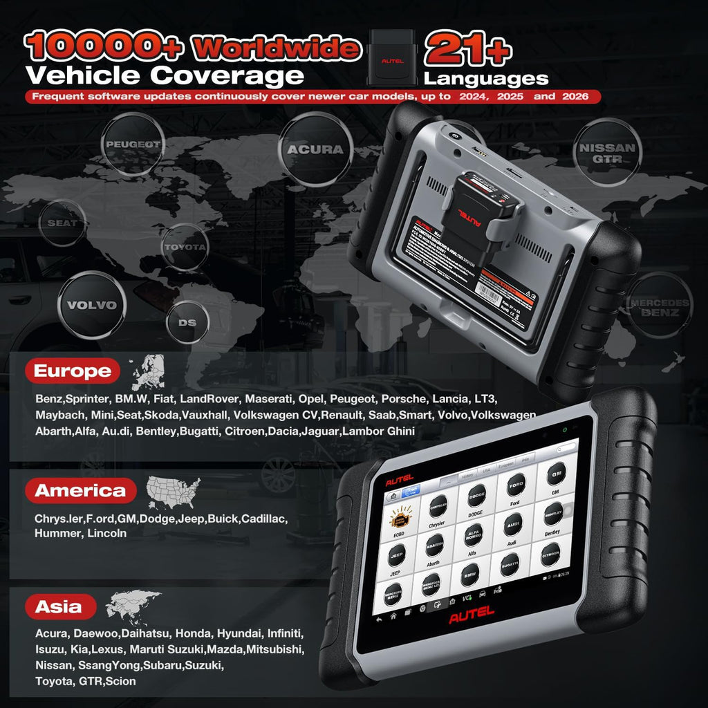 Autel MaxiCOM MK808BT PRO OBD2 Diagnosegerät Auto, 2026 Wireless Ver. von MK808S/ MK808/ MX808S, Bidirektional wie MK900/ MK900BT/ MK808BT Diagnosegerät, Aller Systeme, 28+ Service, Funktion mit BT506