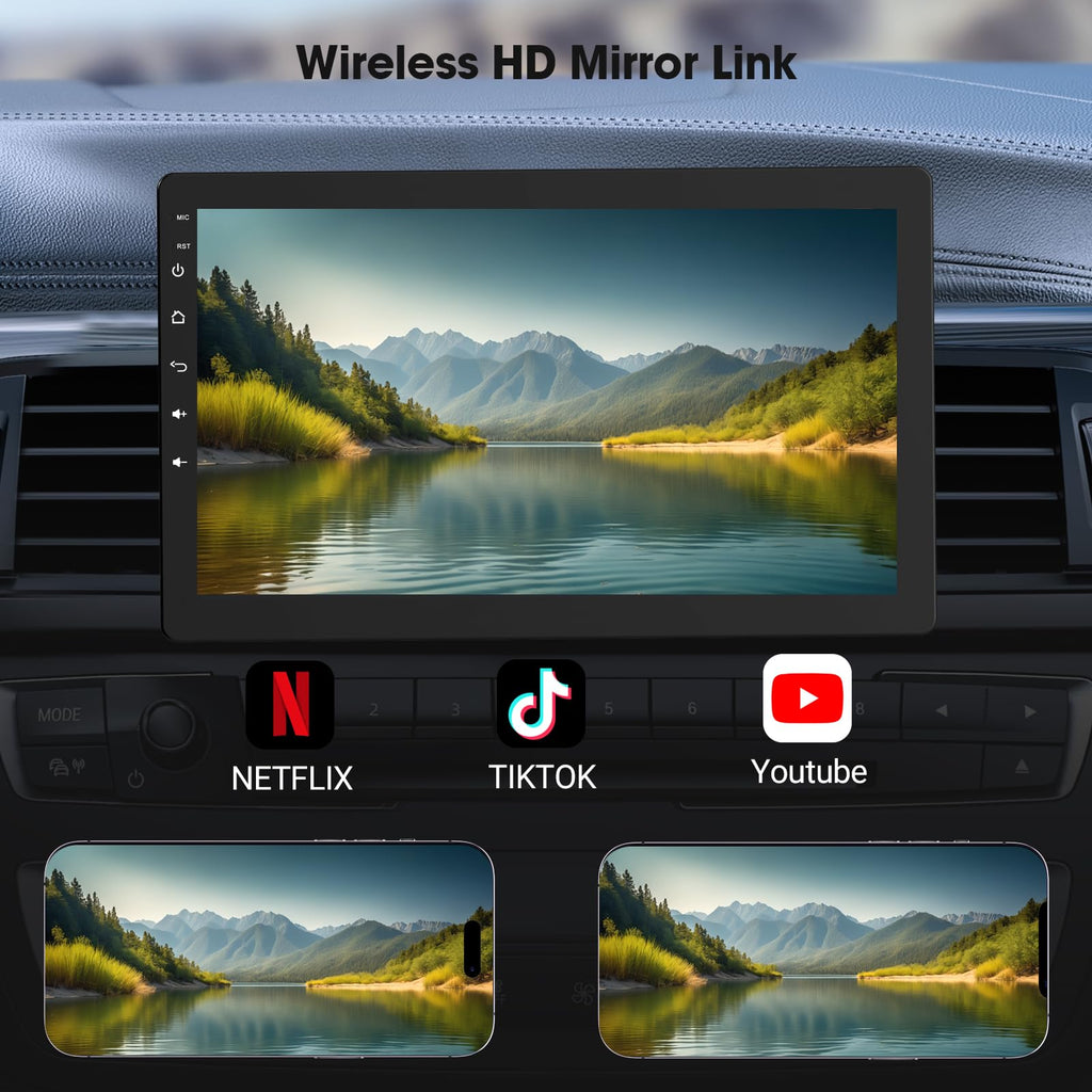 Haudio 1Din Autoradio, mit 10.1 Zoll drehbar Bildschirm,Kompatibel mit Wireless Apple CarPlay und Android Auto,Car Play IPS Touch Screen,1080P-Rückfahrkamera,Bluetooth 5.0,GPS-Navigation,FM