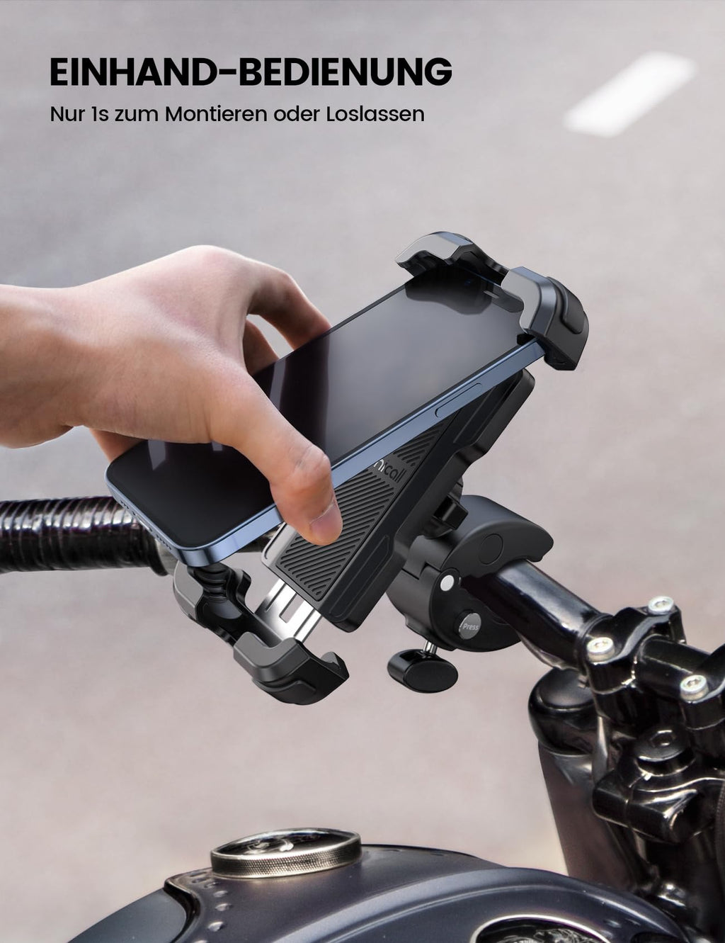 Lamicall Handyhalterung Motorrad, Handyhalter Fahrrad - 2026 Universal 360° Lenker Halter für iPhone 17 16 15 14 Pro Max Plus, Air, SE, 13 12 Pro Max Mini, 11 Pro Max, Xs, XR, Samsung S24, Smartphone