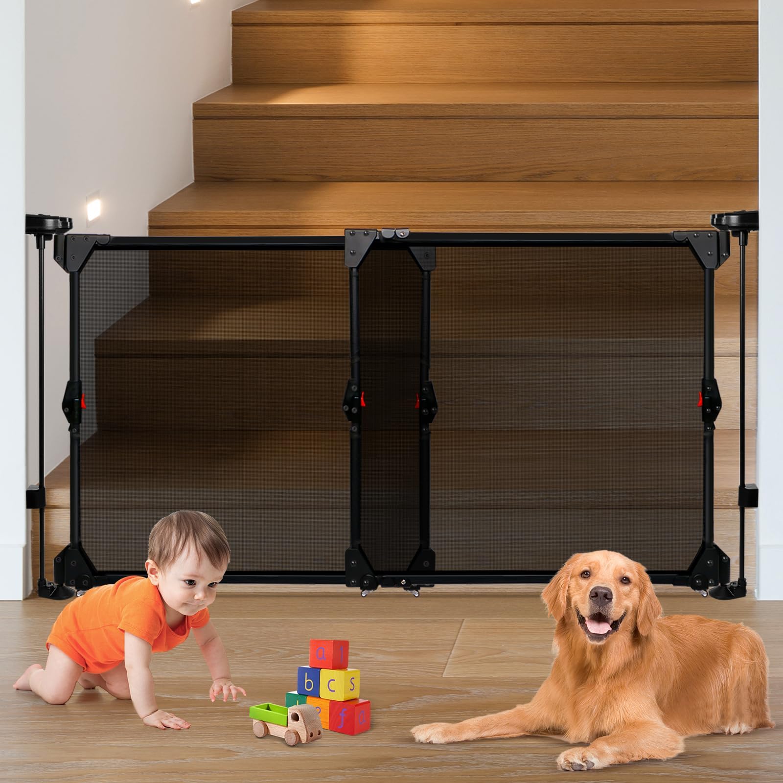 Ausziehbar Türschutzgitter,Babygitter,Treppenschutzgitter,Hundegitter,80-140cm Breit, 71cm Hoch, Wohnung Türgitter Öffnung in Zwei Richtungen