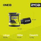 RYOBI 18 V ONE+ Akku-Exzenterschleifer RROS18-0, 125 mm Schleifteller, 2,5 mm Schwingkreis, Effiziente Farbentfernung, Kompatibel mit Werkzeugsystemen
