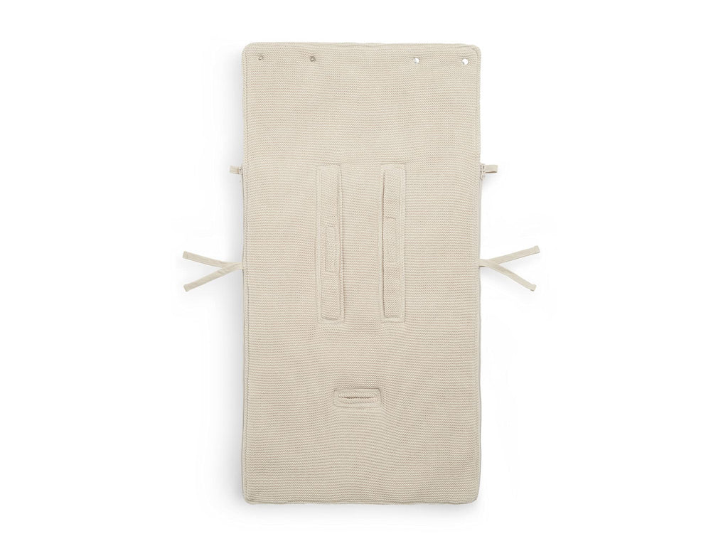 Jollein Fußsack Basic Knit Nougat - Für Babyschale Kinderautositz Gruppe 0+ und Kinderwagen - Für 3-Punkt- und 5-Punkt-Gurt - Strickmuster und Fleece Futter - Beige