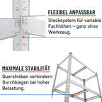 baudim - 180x60x40 cm Schwerlastregal, Steckregal verzinkt mit 5 MDF-Böden und 175 kg Tragkraft, Metallregal, Garagenregal oder Lagerregal, Kellerregal, Abstelraum, Werkstattregal Metall