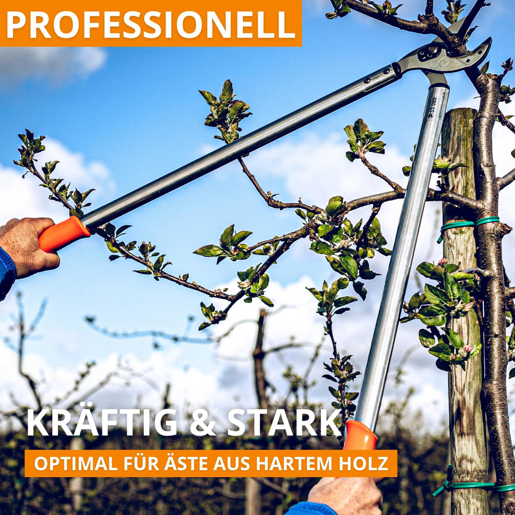Original LÖWE 22 Profi Amboss Astschere 22.080 antihaftbeschichtet Stahlklinge mit Präzisionsschliff - scharfe und leichte Baumschere ideal zum Schneiden von Ästen Zweigen Bäumen Sträuchern, 80 cm