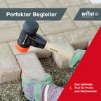 Wiha Schonhammer Safety mittelweich und hart (26612) I Gummihammer mit hochwertigem Hickory Holzstiel I Rund-Schlagkopf 40mm