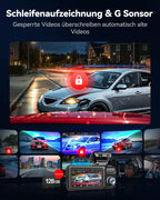 REDTIGER F17 Elite 4K 3 Kanal Dashcam Auto, STARVIS 2 IMX678 & IMX 675, 128GB Karte, Full Night Color, 4K+2.5K+1080P Vorne und Hinten Innen, Sprachsteuerung, 5GHz WiFi 6, GPS, HDR, Parkmodus