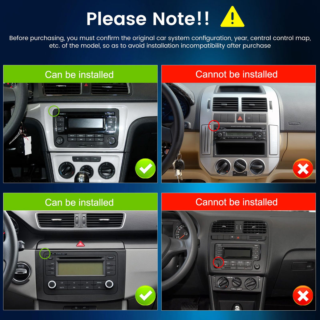 NHOPEEW 7 Zoll Android Autoradio mit 4 + 64 GB und USB Typ-C-Anschluss für VW Passat B6, B7 Golf 5 6 Jetta T5 EOS POLO Touran Seat Sharan Unterstützt CarPlay und Android Auto WiFi GPS + Rückfahrkamera