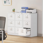 YITAHOME Aktenschrank Abschließbar, Metall Aktenschränke mit 3 Schubladen für A4, Legal, Letter, Anti-Kippen Büroschrank mit Cue-Kartenschlitz für Home-Office, Weiß, 45.8 x 45 x 103cm