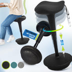 IWMH Ergonomischer Arbeitshocker, Hochverstellbare Stehhilfe, Atmungsaktiver Sitz-Steh-Hocker 360° Drehbar, Ergonomische Stehhocker Büro(Schwarz)