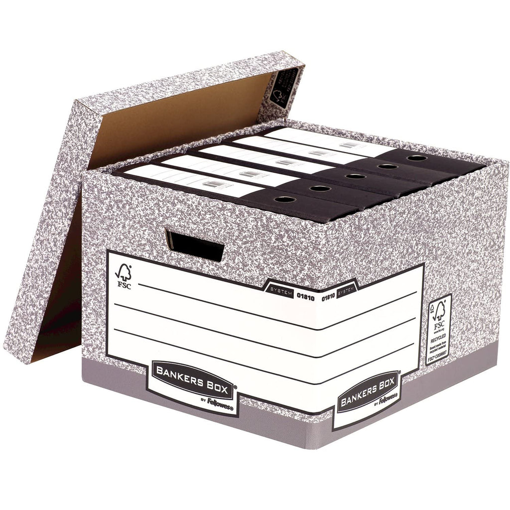 Bankers Box Archivbox mit FastFold System, groß, FSC, 10er-Packung, grau