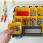 STANLEY FATMAX Profi Werkzeug-Organizer (45 x 12 x 36 cm, tiefe Fächer, mit transparentem, schlagfestem Deckel, integriertem Griff & Metallschließen, 10 herausnehmbare Boxen) 1-97-518