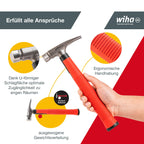 Wiha Elektriker Hammer 300g (42071), Werkzeug für Elektriker für elektrische Arbeiten, flacher Boden des Hammerstiels zum Platzieren von Kabeln und Dübeln
