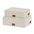 LOVE IT STORE IT - Premium - 2 Stück Aufbewahrungsboxen mit Deckel - Leinen Stoff - Magnetischer Verschluss- Klappdeckel - beige - 28x20x8,5 cm & 32x22x10,5 cm