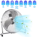 Senelux Bodenventilator - Chrome Gym Fan 30,5 cm Elektrischer tragbarer Lüfter für Zuhause/Fitnessstudio/Büro - 3 Geschwindigkeitsstufen mit Neigungsfunktion