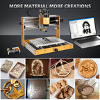 LUNYEE 500 W Ganzmetall CNC-Fräsmaschine, 3018 Pro Max CNC-Holzfräse, 3-Achsen-Metall fräsmaschine zum Schneiden von Holz, Acryl, MDF, PCB-Kunststoff, Arbeitsbereich: 300 x 180 x 80 mm