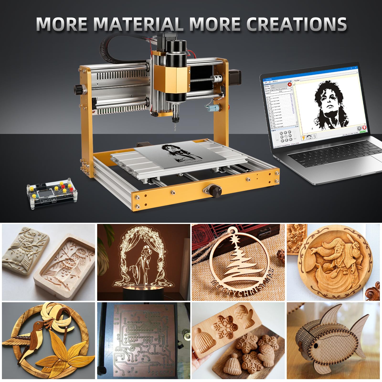 LUNYEE 500 W Ganzmetall CNC-Fräsmaschine, 3018 Pro Max CNC-Holzfräse, 3-Achsen-Metall fräsmaschine zum Schneiden von Holz, Acryl, MDF, PCB-Kunststoff, Arbeitsbereich: 300 x 180 x 80 mm