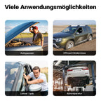 Wiltec Abschleppstange 3 teilig 2 m bis 3 t, Abschlepphilfe Schleppstange aus Stahl mit Warnfarbe, Fähnchen, Dämpfer und Tasche