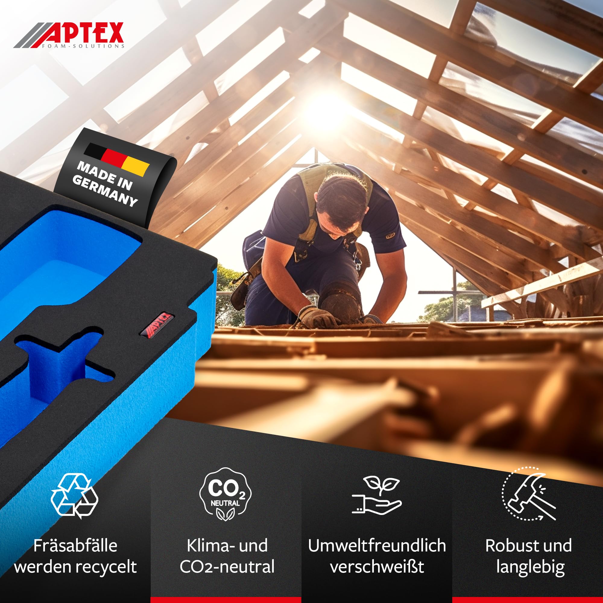 APTEX Schaumeinlage passend für Makita Akku-Winkelschleifer DGA 411-414, 461-464, 511-514 MakPac Gr. 2-3