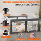 laufstall baby faltbar mit Matte,127x127,zusammenklappbarer Laufstall für Babys und Kleinkinder,Sicherheitslaufstall für Kinder im Innen-und Außenbereich,tragbarer Reiselaufstall und 50 Ozeanbällen