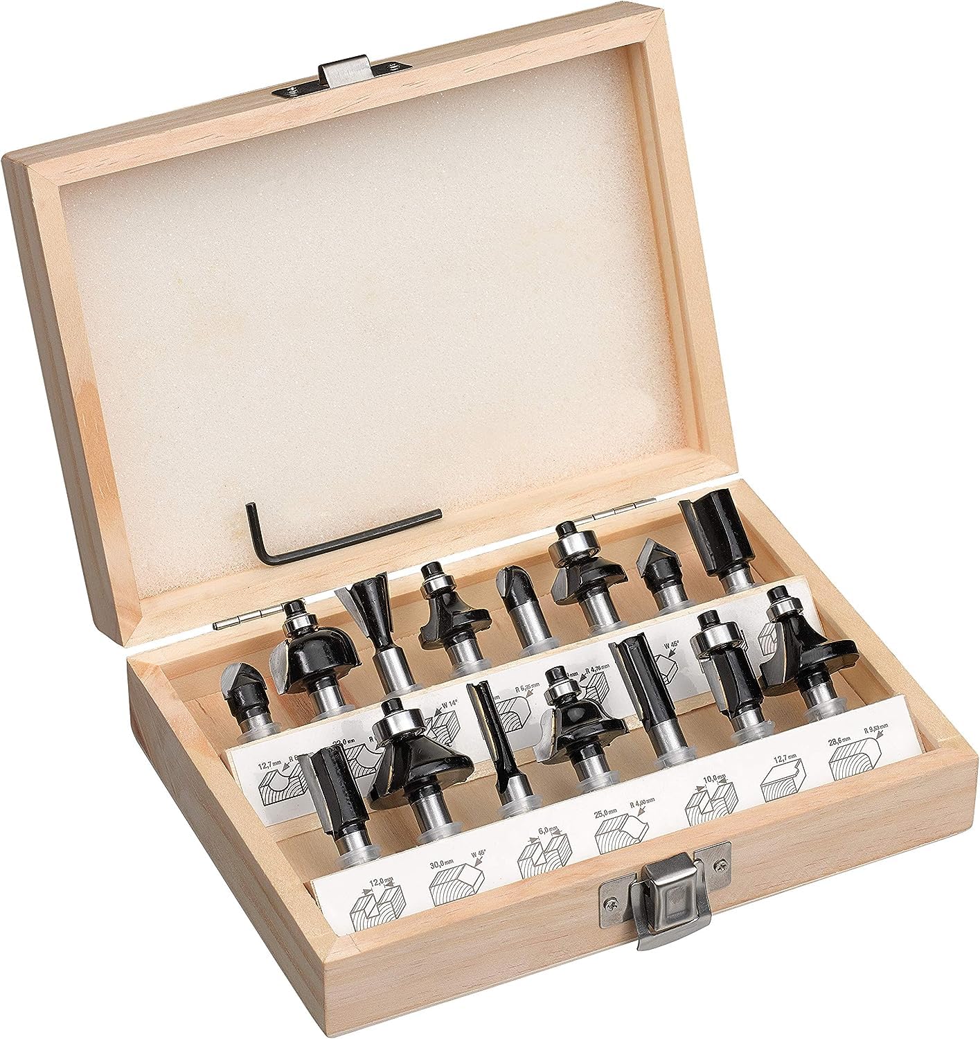 Original Einhell 15 Tlg. Fräser-Set (passend Für Elektro-Oberfräsen, 15-teilig, 8 Mm Schaftdurchmesser, Im Holzkoffer)