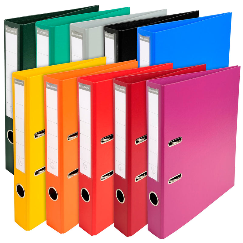 Exacompta 53054E 10er Pack Premium PVC-Ordner Prem´Touch. 5 cm schmal DIN A4 Ringordner Aktenordner Briefordner Büroordner Plastikordner Schlitzordner farbig sortiert