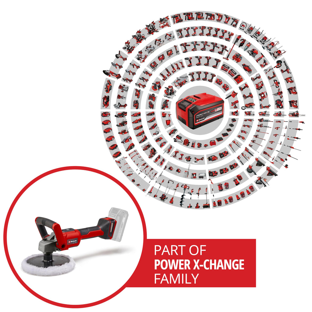 Einhell Akku-Polier- / Schleifmaschine CE-CP 18/180 Li E-Solo Power X-Change (Lithium-Ionen, bürstenloser Elektro-Motor, elektr. Drehzahlregulierung, ohne Akku und Ladegerät)