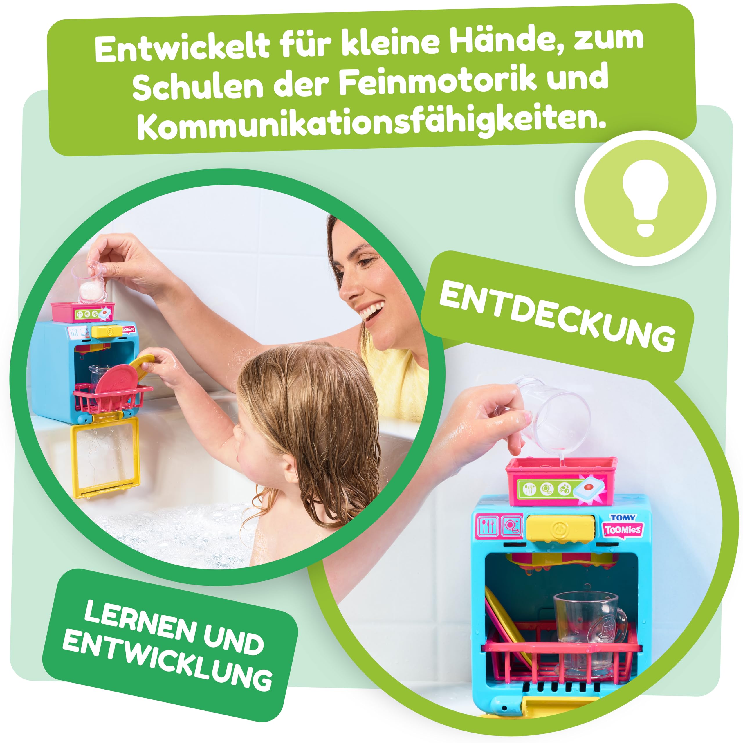 Tomy Toomies Rigol’EAU Geschirrspüler – Interaktives Baby-Badespielzeug mit Zubehör – Lernspielzeug zur Förderung von Motorik & Fantasie – Ab 18 Monaten