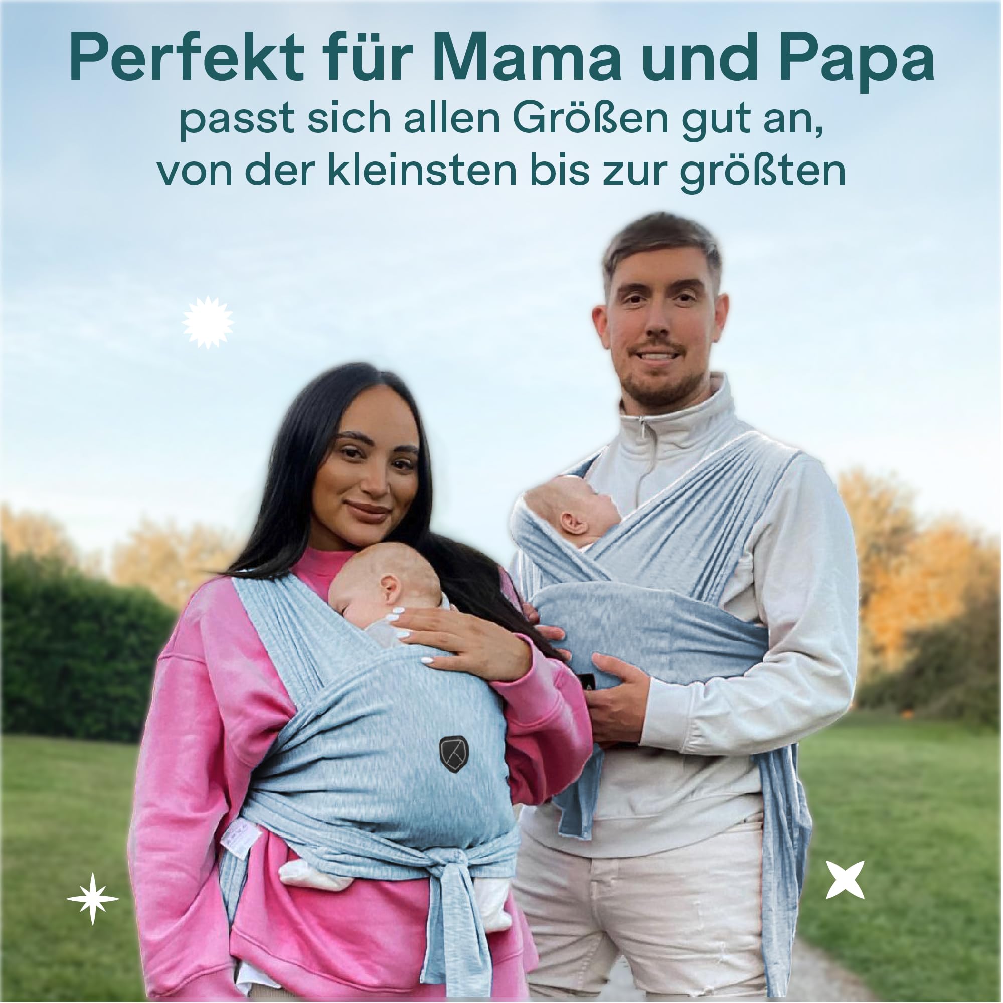 Koala Babycare Tragetuch Baby Neugeborene - Einfach Anzuziehen für Mütter und Väter - Babytrage Multi-Use Bis 9kg - Babytragetuch Blau