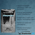 25 KG GLASPERLEN STRAHLMASTER STRAHLMITTEL 70-110 µm STRAHLGUT GLASPERLEN SANDSTRAHLEN MICROGLASPERLEN