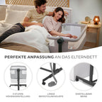 Kinderkraft Neste UP2 Beistellbett 2 in 1, Kinderreisebett mit Matratze Laken, 5-stufige Matratzenhöhenverstellung, 4 Rädern mit Bremse, Weichen Material, Leichte Konstruktion, Grau