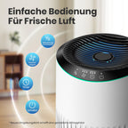 Operan Luftreiniger Allergiker für Zuhause Schlafzimmer Büro, HEPA Luftfilter Raucherzimmer für Rauch Haustier Schuppen Gerüche bis zu 0,3 µm, Schlafmodus Blaues Umgebungslicht mit Duftschwamm, White